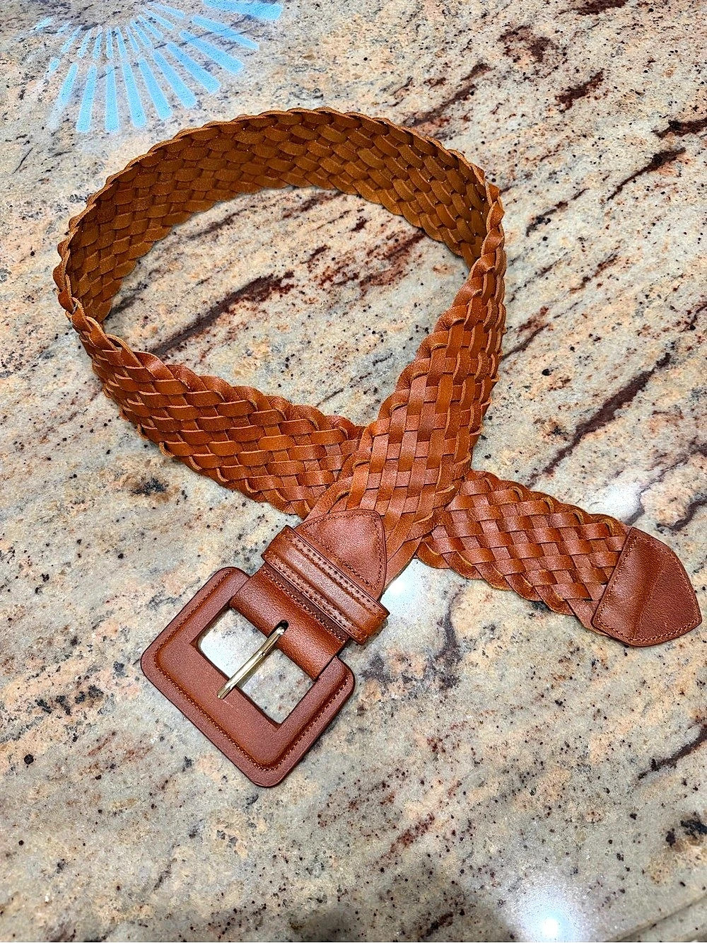 Braided Leather Belt in Brown Size Large Like New